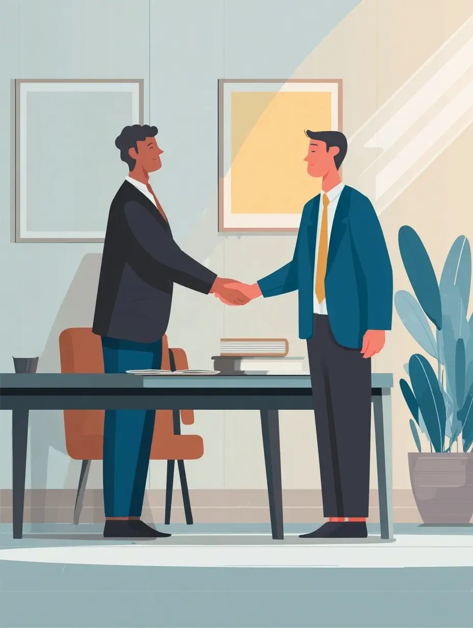 Candidat marocain en entretien d’embauche serrant la main d’un recruteur.