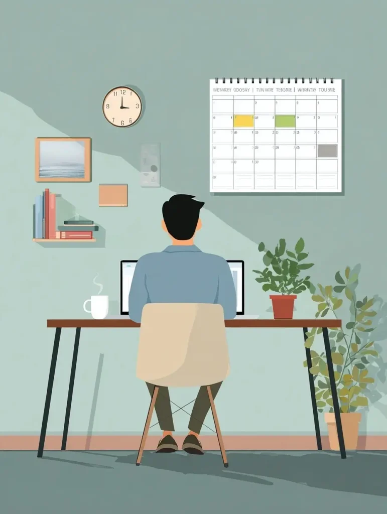 Freelance marocain organisé planifiant sa semaine avec un calendrier — gestion du temps freelance Maroc et méthode Vizirio.